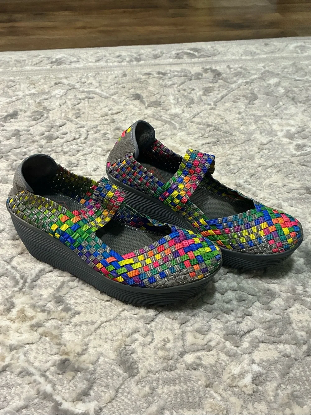 St. John's Bay Multicolor Woven Wedge Mary Janes